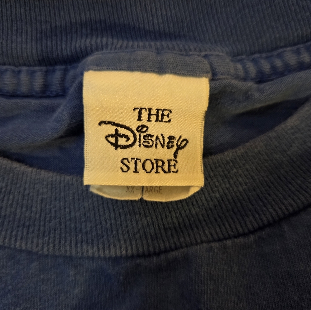 Vintage 90s Disney Store Pocahontas T-Shirt Embroidered Double Sided Blue XXL - Picture 5 of 6